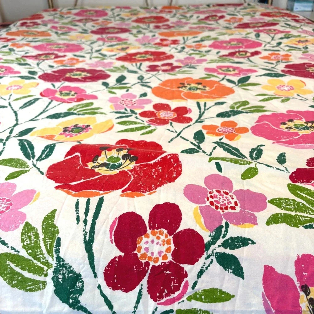 Pottery Barn King Nora Poppies Duvet Cover Cotton 2007 Vintage 2 Euro Shams